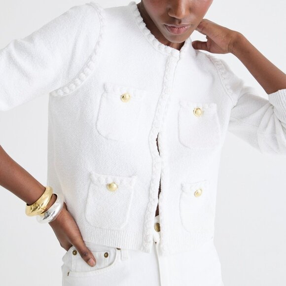 NWT J. Crew Women Size XL Odette Sweater Lady Jacket in Cotton Blend Boucle NEW - Picture 3 of 7